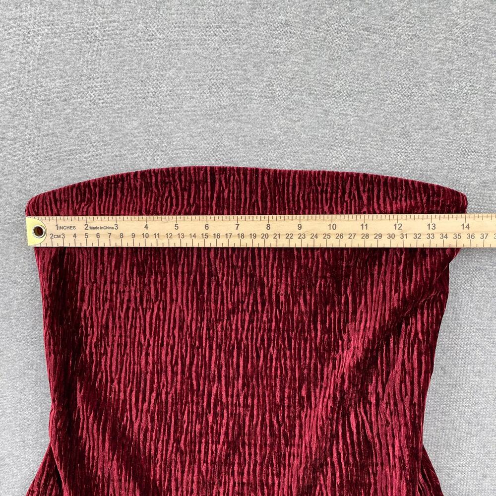 Naked Wardrobe Bodysuit Womens S Red Plush Velvet Tube Strapless Romantic Glam - Picture 5 of 12